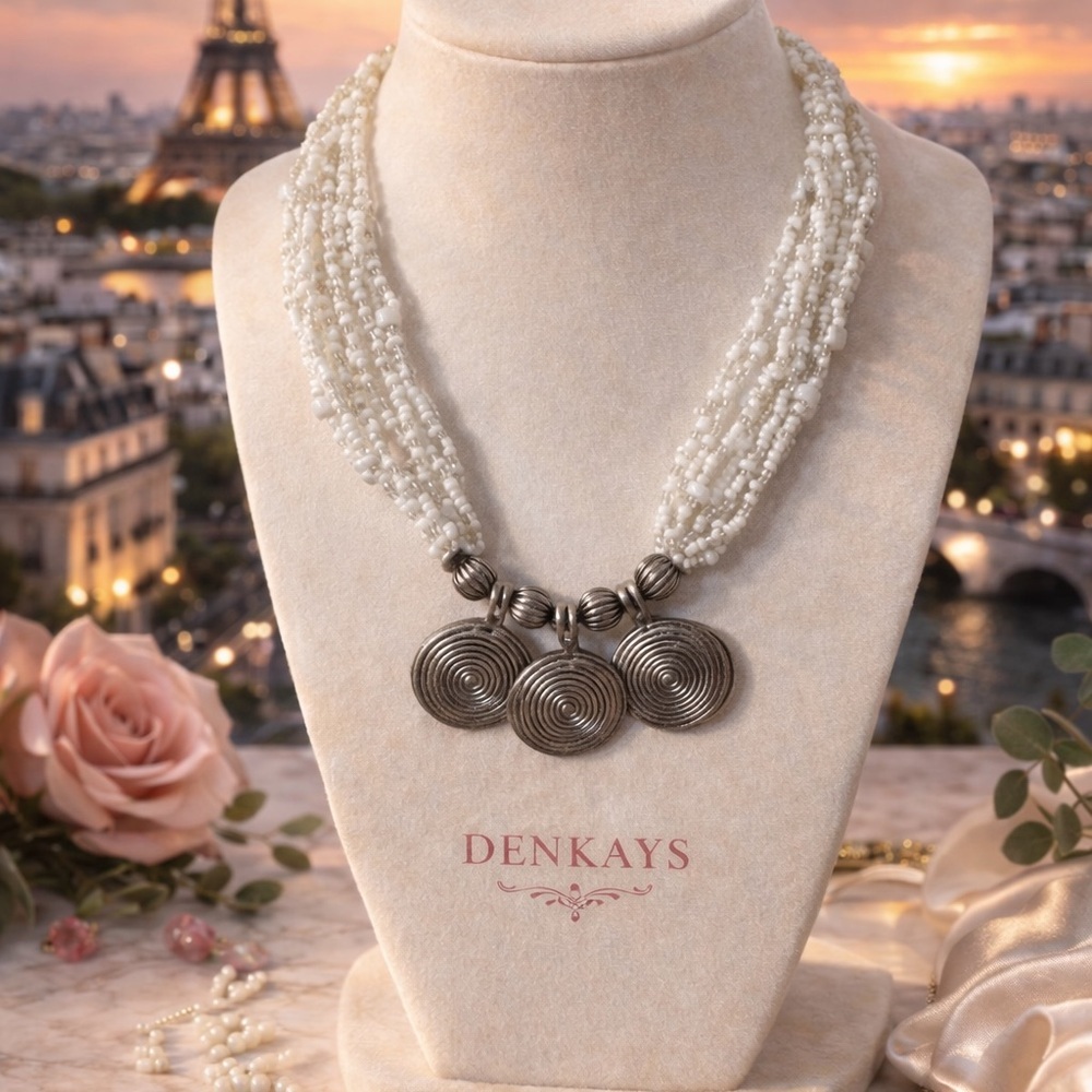 MOTHER OF PEARL FLOWER NECKLACE HALF PRICE OFFER SALE